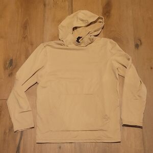 Gaiam Tan Athletic Hooded Long Sleeved Soft Top Size Medium